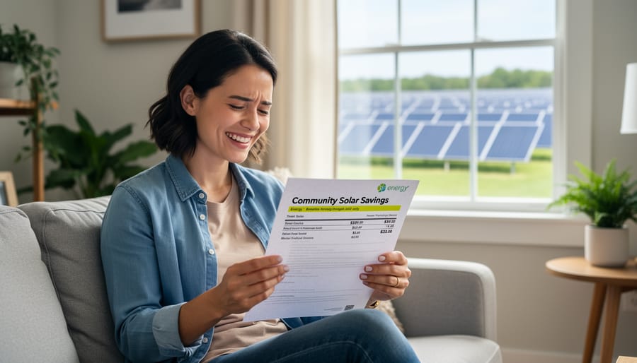 People inside a home reviewing energy information near a sunlit window